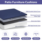 Outdoor Chair Cushions Set of 4 -Waterproof Outdoor Seat Cushions for Patio Furniture, Patio Chair Cushion with Handle and Ties, Square Out Door
