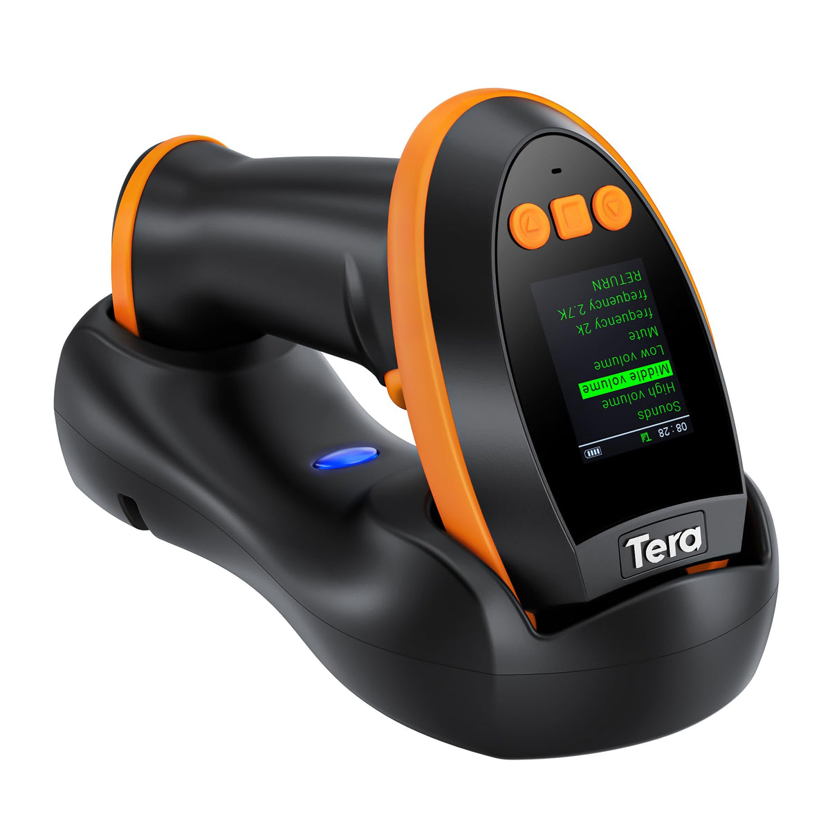 Tera Barcode Scanner Wireless with Screen: Pro Version 1D 2D QR with Setting Keypad Charging Cradle Works with Bluetooth 2.4G Wireless USB Wired
