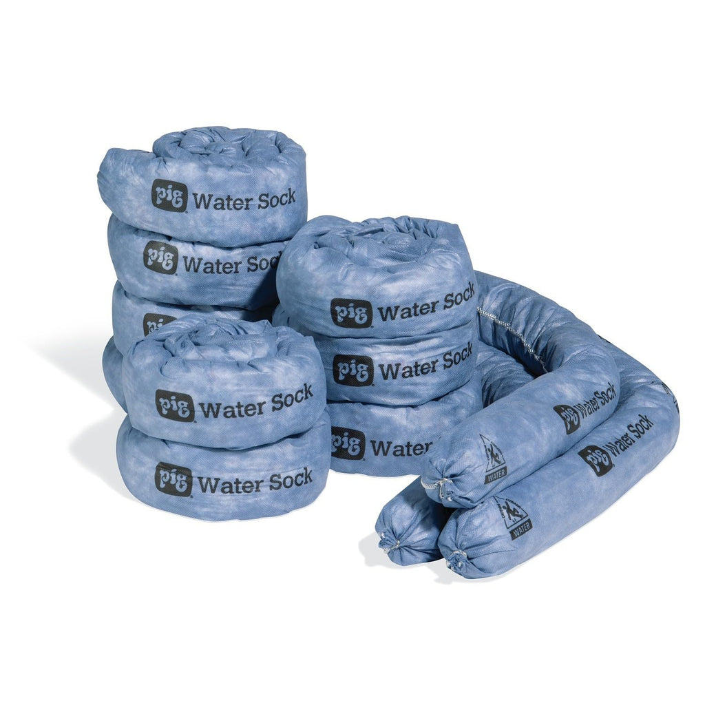 PIG Super Absorbent Sock for Water | 12 Pack | Ext. Dia. 3" W x 4' L | Absorbs Up to 1.75 Gallons per Sock | PM50636