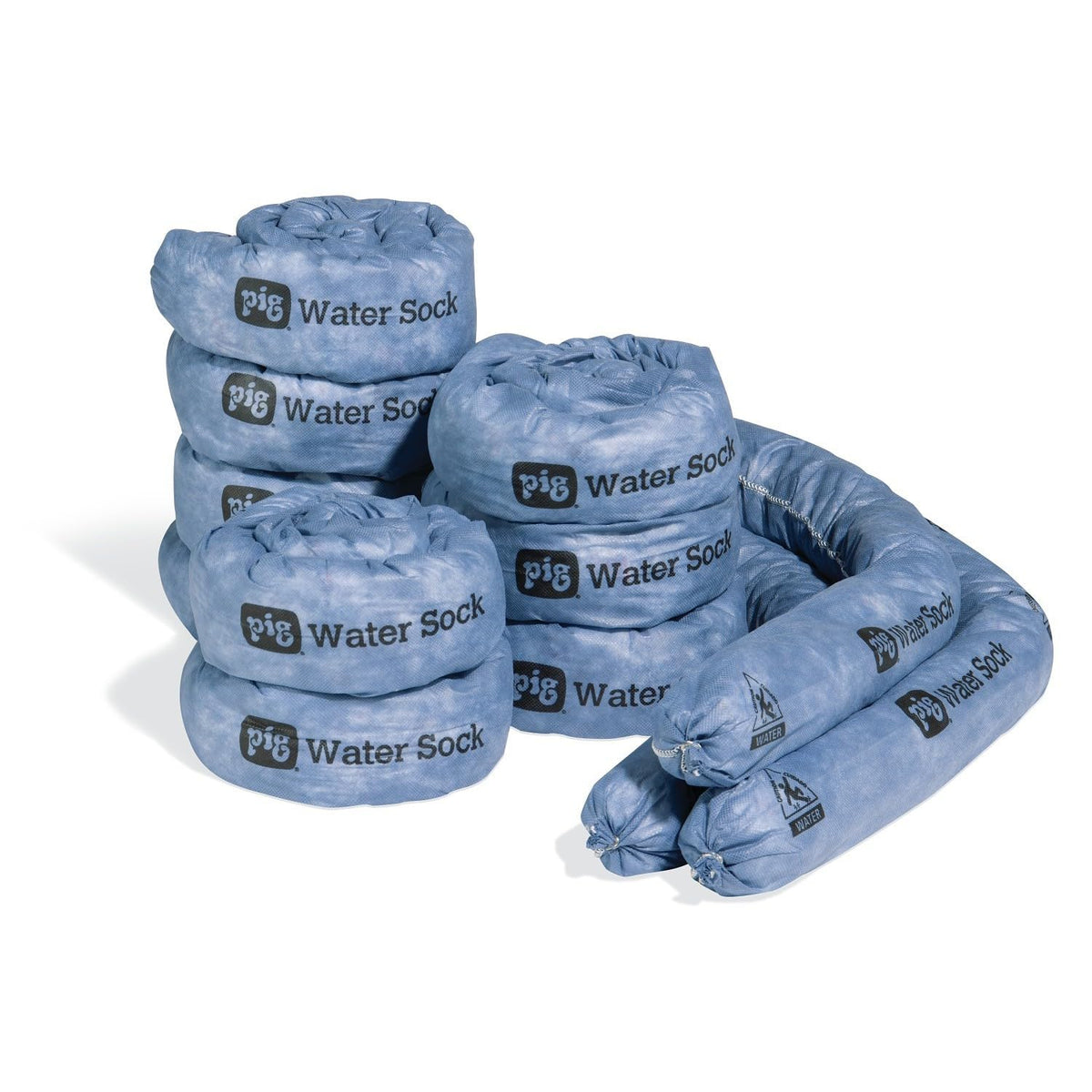 PIG Super Absorbent Sock for Water | 12 Pack | Ext. Dia. 3" W x 4' L | Absorbs Up to 1.75 Gallons per Sock | PM50636