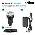 KRAUS Garbage Disposal Air Switch Kit in Spot-Free Stainless Steel with Push Button, AC Adapter, Power Cord, and Air Tube Included, KWDA-200SFS