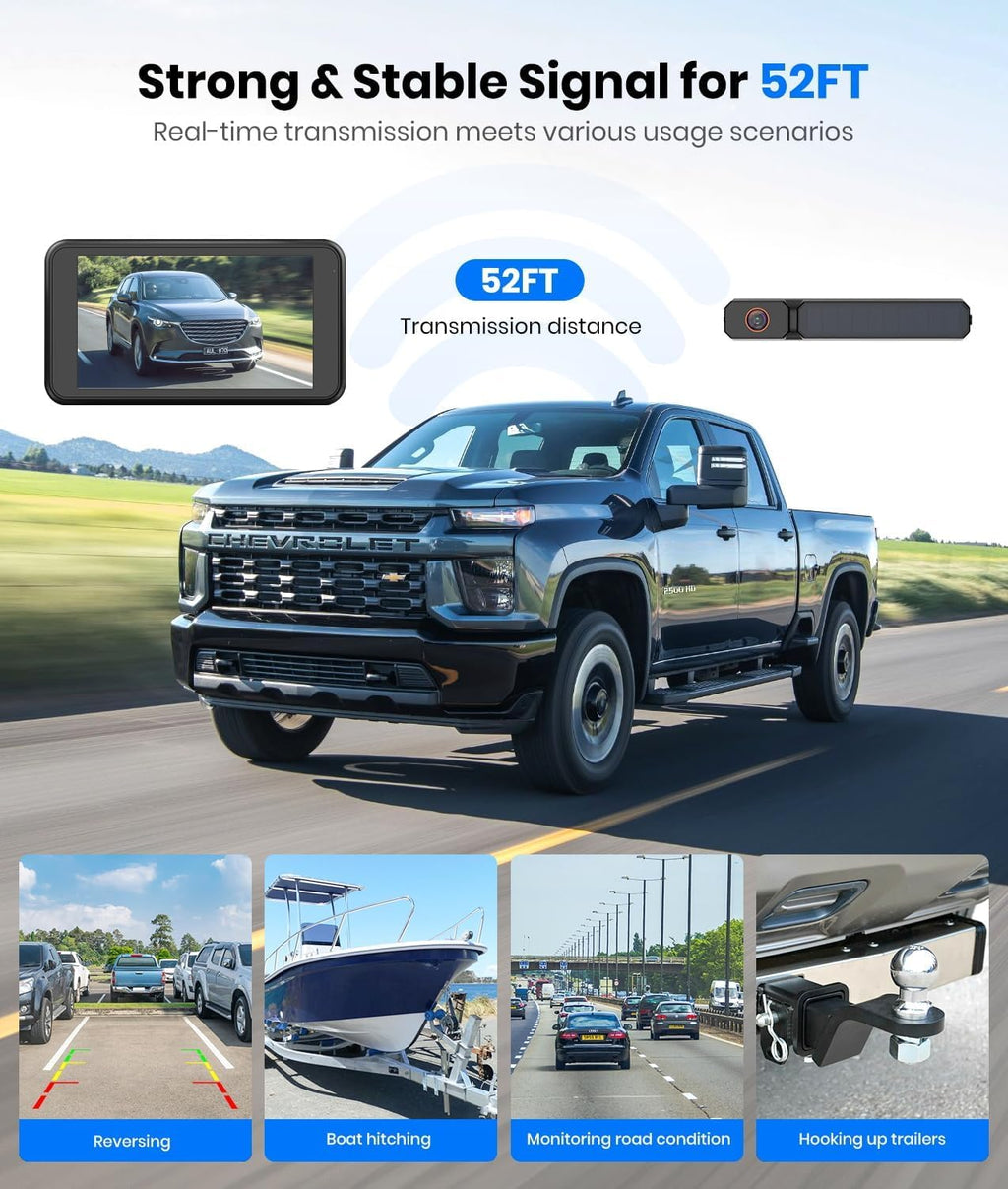 AUTO-VOX Solar Wireless Backup Camera: 5" 1080P Monitor, 2 Min Easy Install