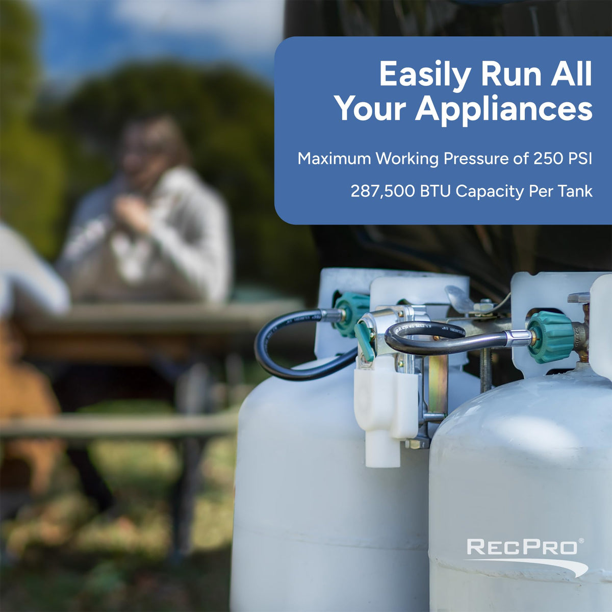 RecPro RV 2-Stage Auto Changeover Propane Regulator w/Hose