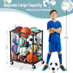 TomCare Garage Ball Storage Rack, Rolling Sports Cart with Lockable Wheels