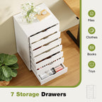Sweetcrispy 7 Drawer Rolling Storage Cabinet with Wheels, Wood Organizer