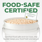 5-Gallon White Bucket Pail Container with Lid | Food Grade | Heavy-Duty Approx 90 MIL Extra Durable | Metal Handles with Plastic Grip | Multi-Use