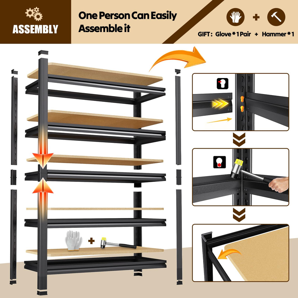 Garage Shelving 5 Tier Storage Shelves Adjustable Shelf 71"Hx31.5"Wx13.8"D