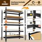Garage Shelving 5 Tier Storage Shelves Adjustable Shelf 71"Hx31.5"Wx13.8"D