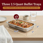 Elite Gourmet 7.5 Qt Triple Buffet Server & Food Warmer, 3 x 2.5 Qt Trays