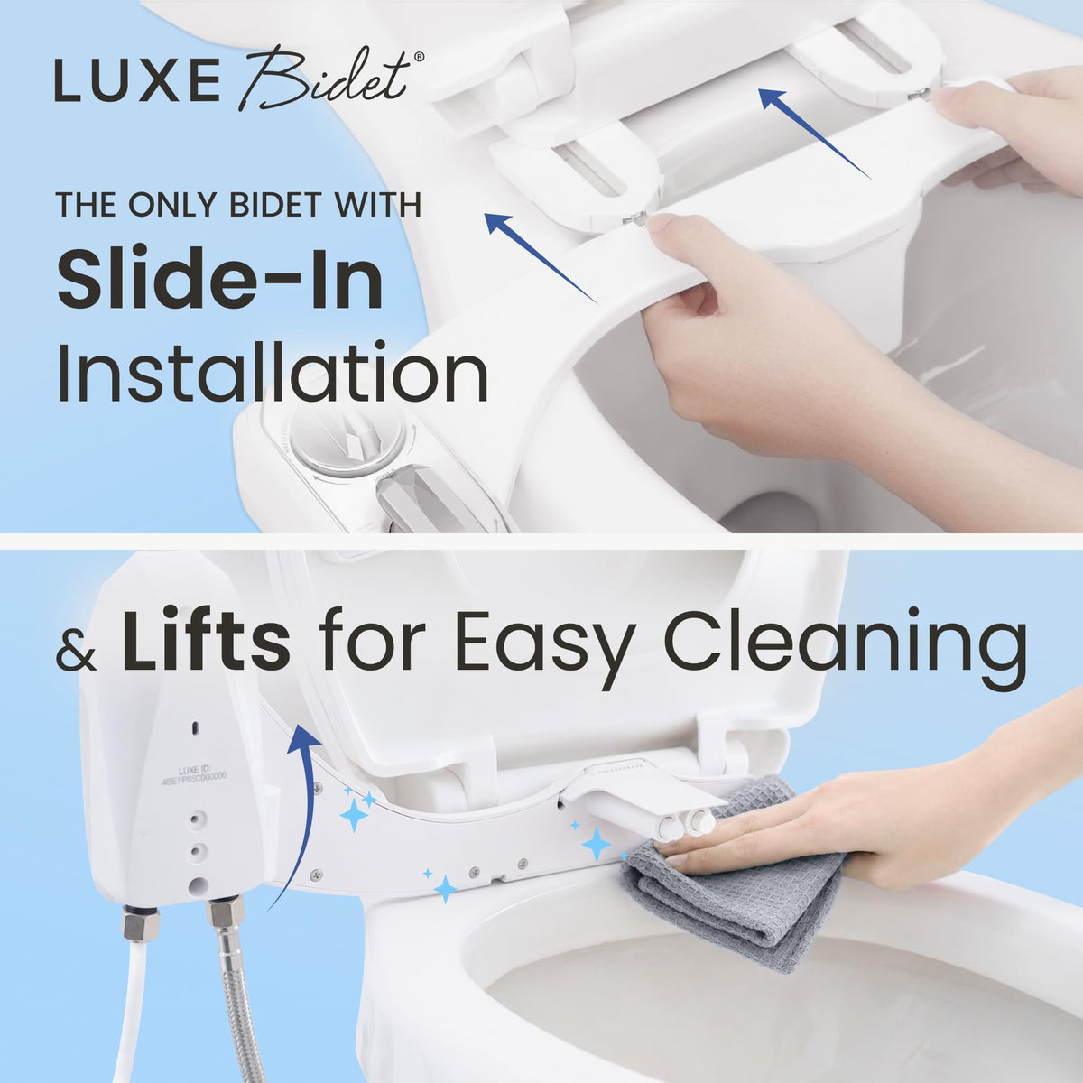LUXE Bidet NEO 320 PLUS - Warm Water Bidet Attachment for Toilet, Chrome