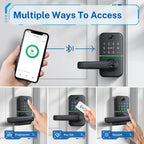 Keypad Smart Door Lock with Handle: Kucacci Keyless Entry Fingerprint Lock - Digital Code Handle with Keypad - Electronic Smart Knob for Front Door