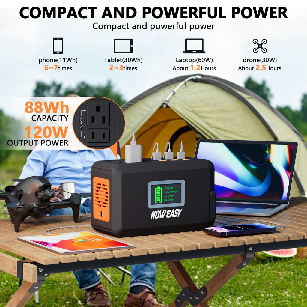 HOWEASY Portable Power Station,120W(240W Peak) Solar Generator