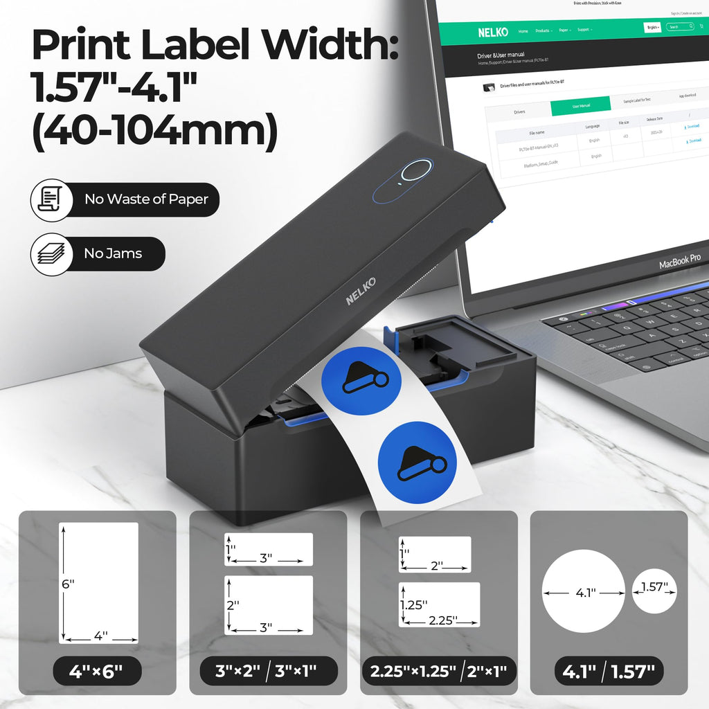 Nelko Bluetooth Thermal Shipping Label Printer, 4x6 Thermal Label Printer