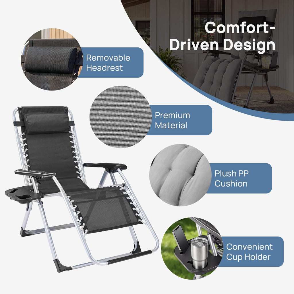 DUMOS Zero Gravity Chair, Lounge Chair Outdoor with Cup Holder