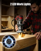 AVID POWER 6.5 Amp 1.25 HP Compact Router Tools for Woodworking, Fixed Base Wood Router with Trim Router Bits, 6 Variable Speeds, Edge Guide, Roller