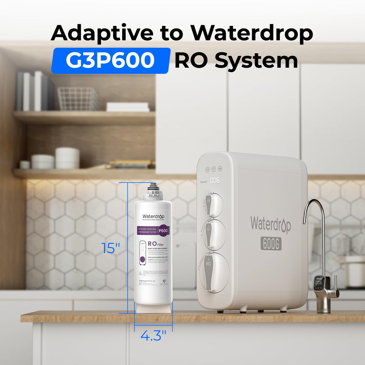 Waterdrop G3P600-RO Filter, Replacement for G3P600 System, 2-year Lifetime