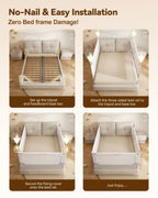 3 Piece Bed Rails for King Size Bed, No-Drill Needed Baby Bed Rail Guard