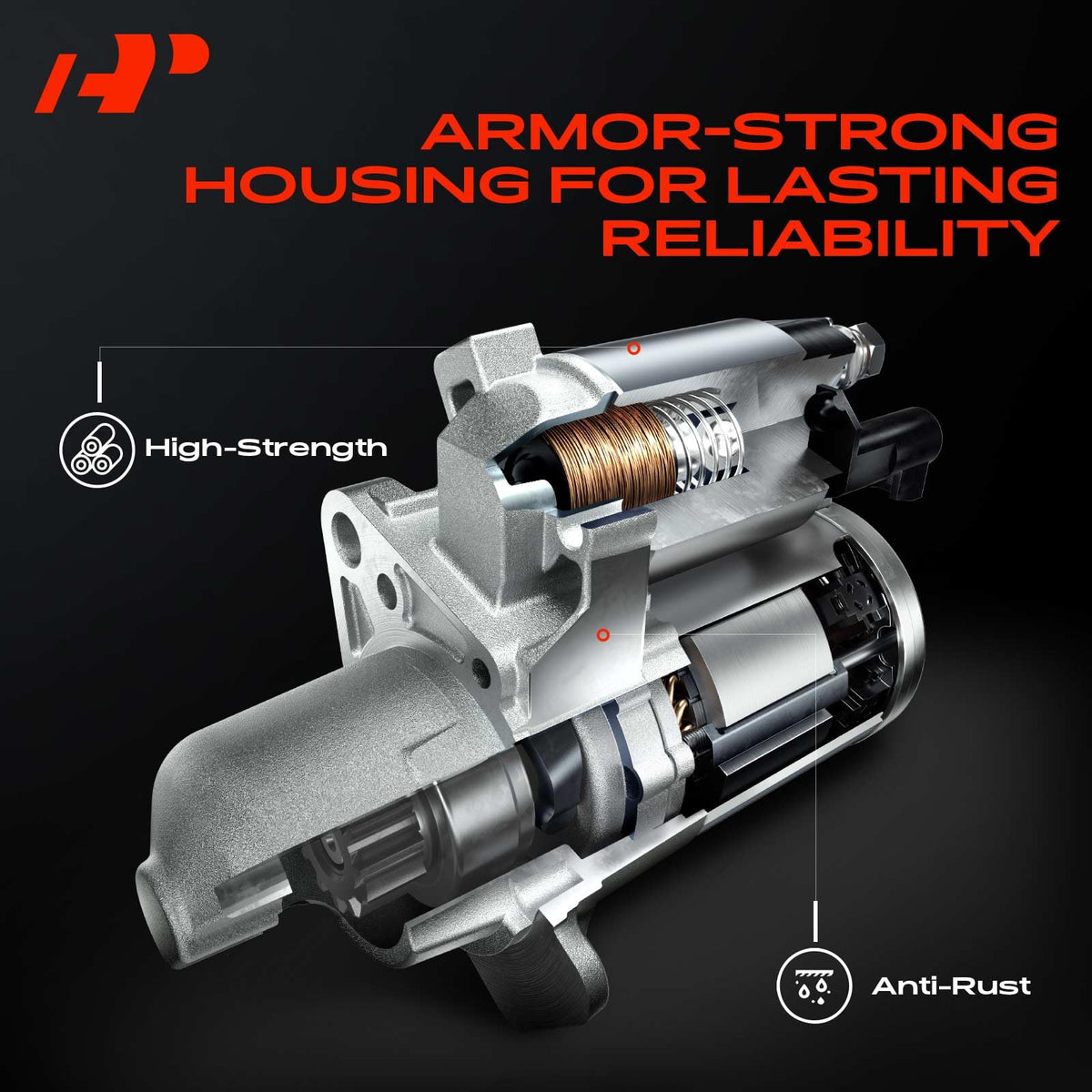 A-Premium Starter Motor, 12V 1.6KW 9 Teeth Clockwise