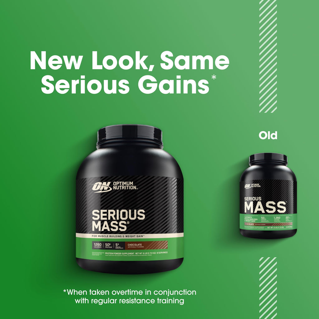 Optimum Nutrition Serious Mass Weight Gainer Protein Powder, Chocolate, 6LB