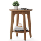 VASAGLE Round Side Table with Lower Shelf, End Table for Small Spaces