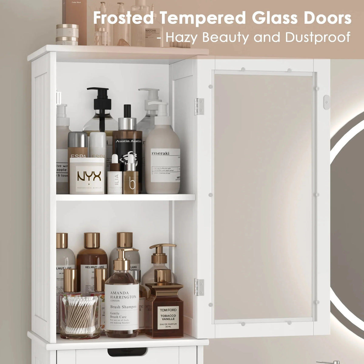 Homfa Tall Narrow Bathroom Storage Cabinet With Door And Drawer, 15.7in L x 11.8in W x 67in H, White