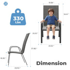 FUNDAZE Outdoor Dining Chairs Set of 4, Patio Dining Chair Stackable Armrest Patio Chairs Space Saving for Garden Backyard Deck, Gray