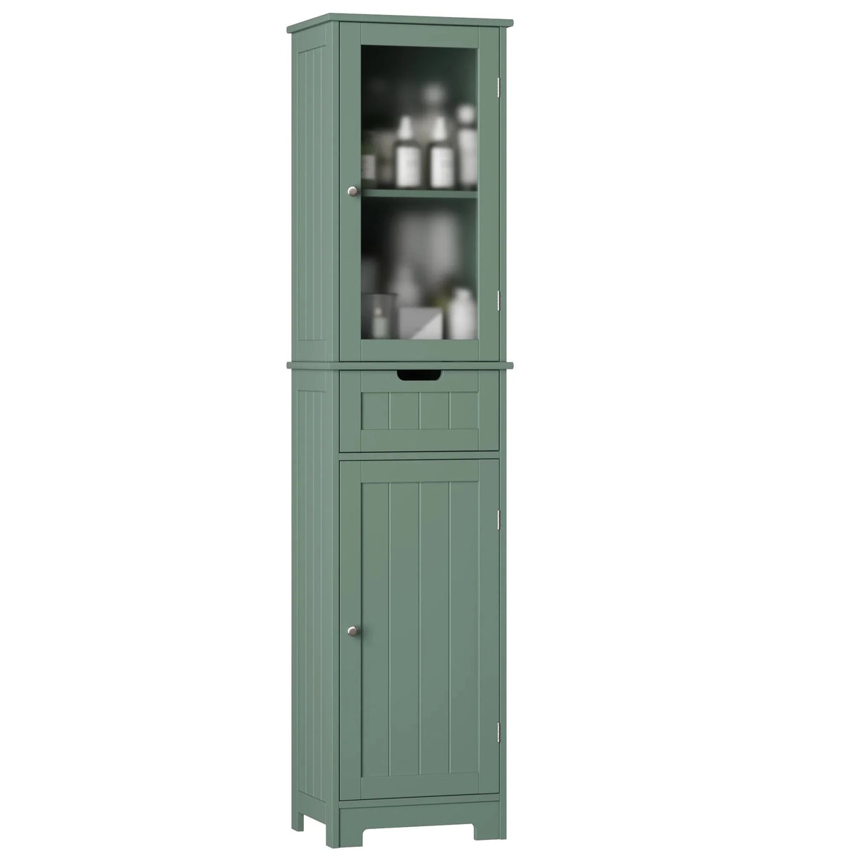 Homfa Tall Narrow Bathroom Storage Cabinet With Door And Drawer, 15.7in L x 11.8in W x 67in H, White