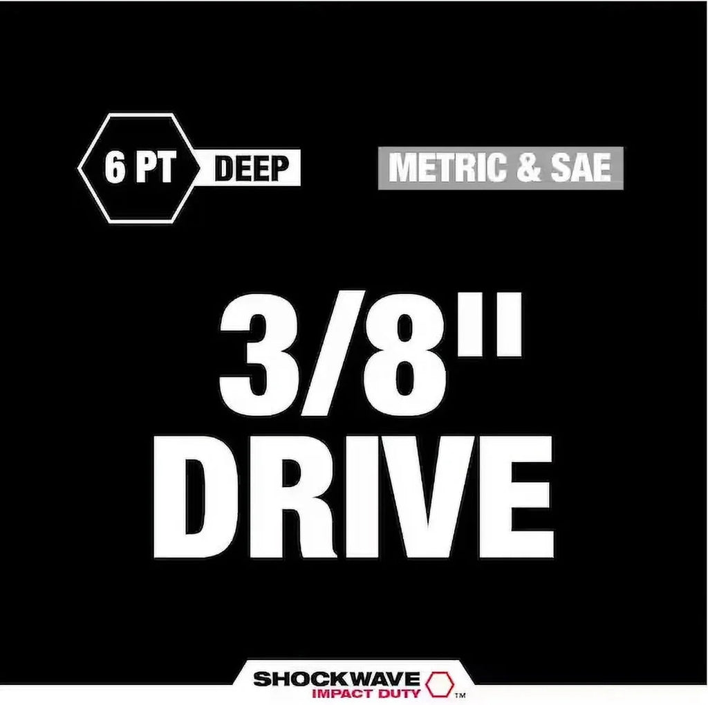 Milwaukee SHOCKWAVE 3/8 in. Drive SAE And Metric 6 Point Impact Socket Set, 43-Piece