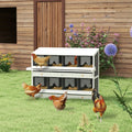 PawHut Chicken Nesting Boxes With 2 Egg Collection Trays, 8 Compartments