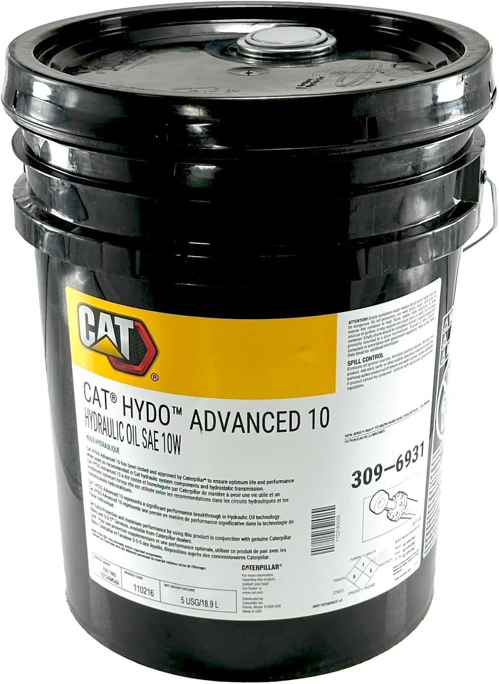 Cat HYDO Advanced 10 Hydraulic Oil, SAE 10W, 5 Gallons - 309-6931