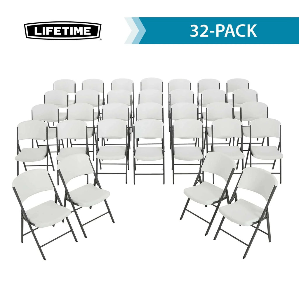 Lifetime 4 8-Foot Rectangle Folding Tables And 32 Chairs Set, White Granite - 80147