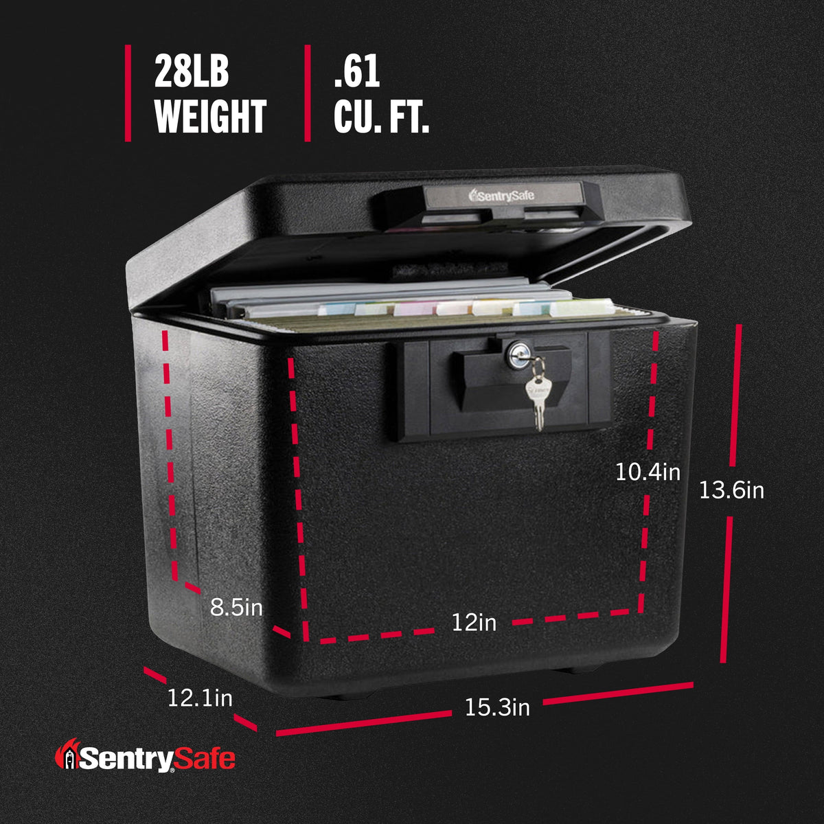 SentrySafe 1170 Fire-Resistant Document Safe with Key Lock, 0.61 CuFt., Black