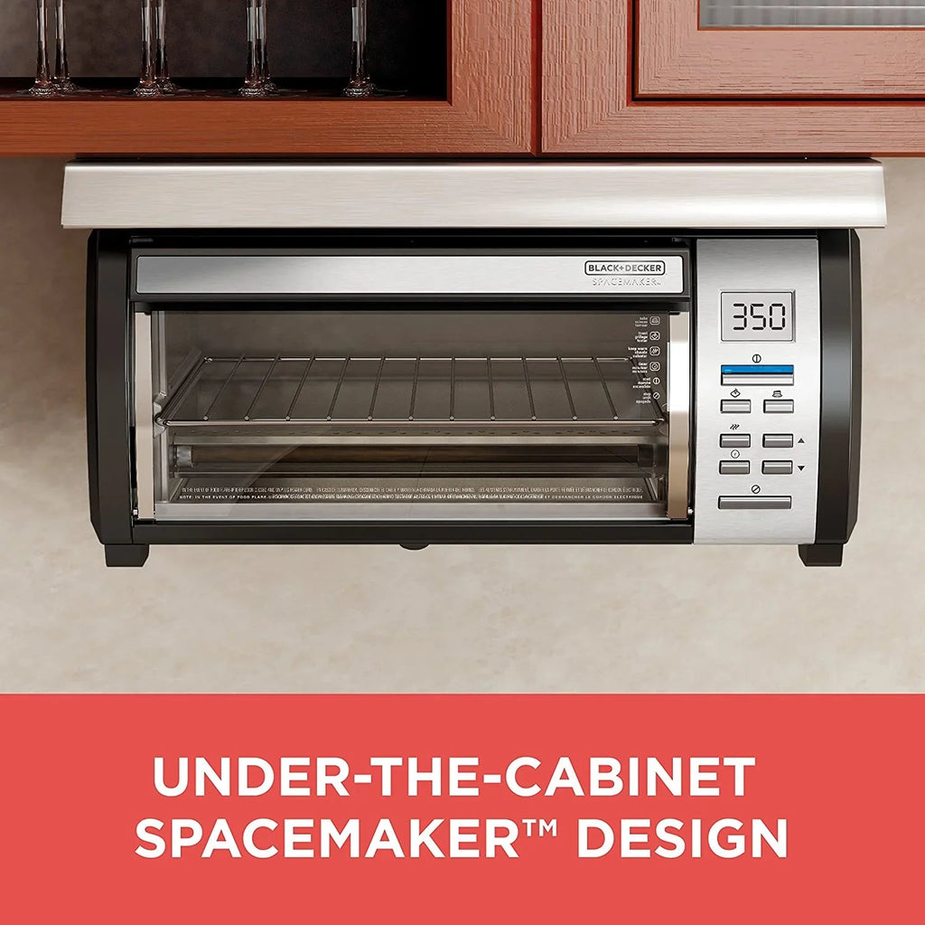 BLACK DECKER SpaceMaker Under Counter Toaster Oven, Digital Controls, Black/Stainless Steel, Fits 9 in Pizza Or 4 Slices