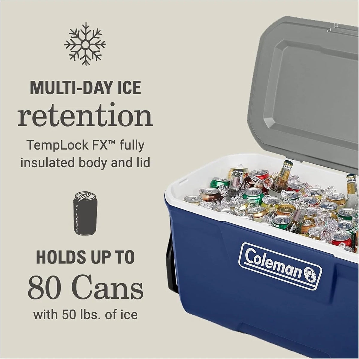 Coleman Classic Series Insulated Wheeled Cooler, 100-Quart, Rock Grey - Wheeled