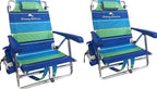 Tommy Bahama 2-Pack Backpack Beach Chairs With Storage Pouch And Towel Bar - 8 Positions, 250 Lbs