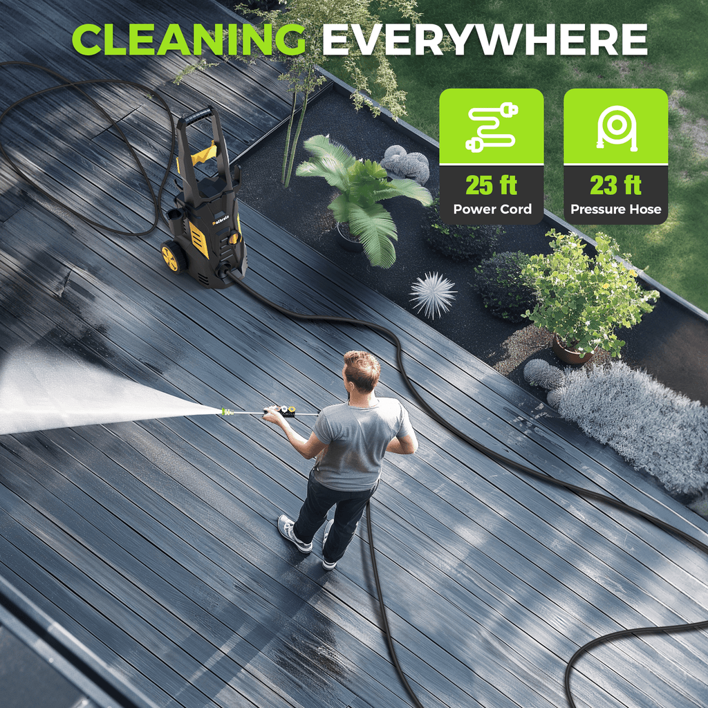 1800W Electric Pressure Washer, 5000PSI Max 3.0 GPM with 4 Nozzles, Portable High Pressure Cleaning Machine Washer with 25FT Cord, 23FT Hose, for