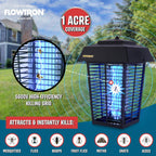 Flowtron Electric Bug Zapper, 1 Acre Outdoor, 40W UV, 5600V Zap, Black