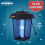 Flowtron Electric Bug Zapper, 1 Acre Outdoor, 40W UV, 5600V Zap, Black
