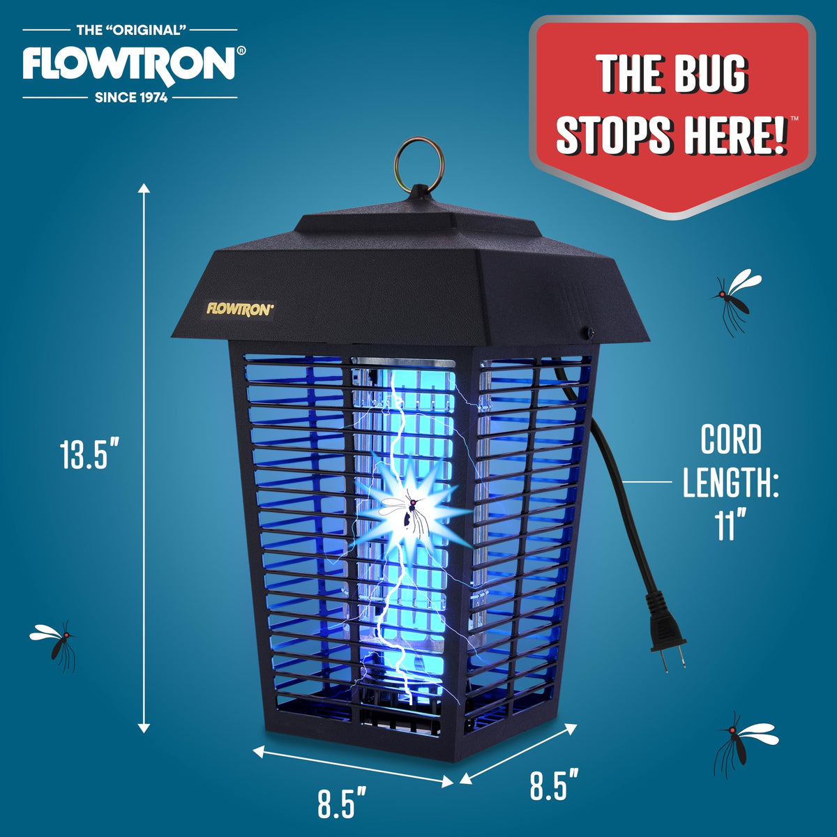 Flowtron Electric Bug Zapper, 1 Acre Outdoor, 40W UV, 5600V Zap, Black