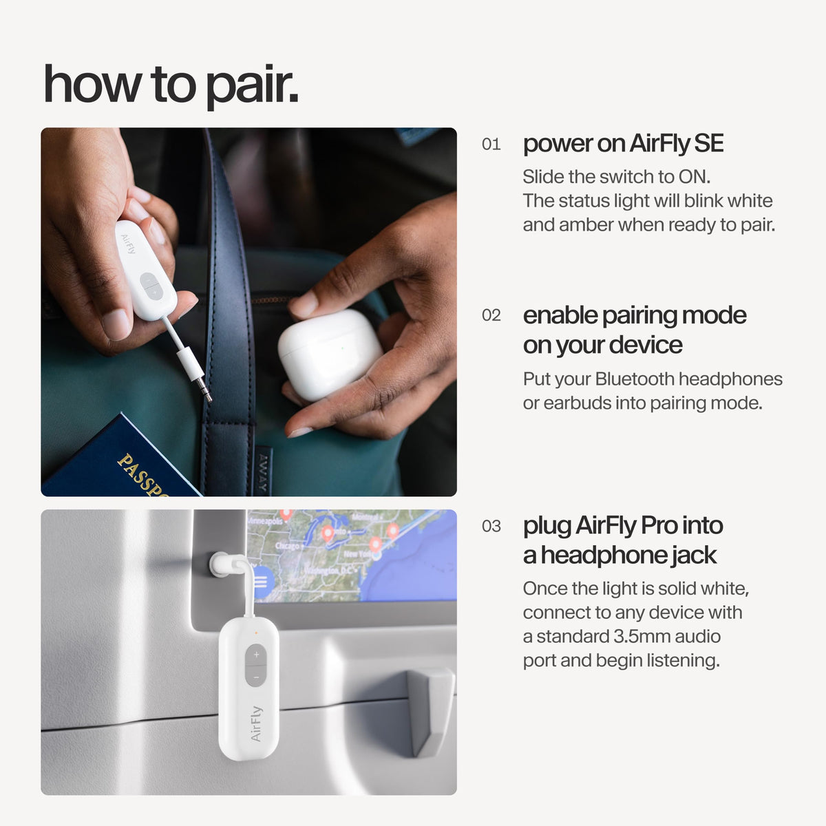 Twelve South AirFly SE, Bluetooth Wireless Audio Transmitter Adapter, White