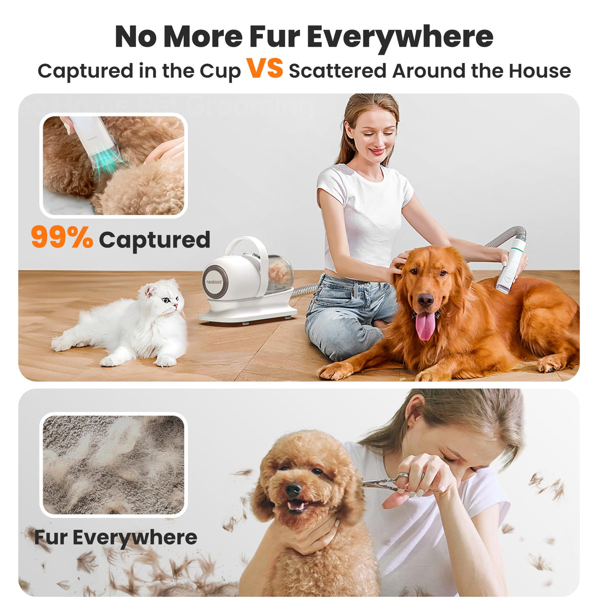 Neakasa P1 Pro Dog Grooming Vacuum, 6-in-1 Kit, 2-Year Protection Plan