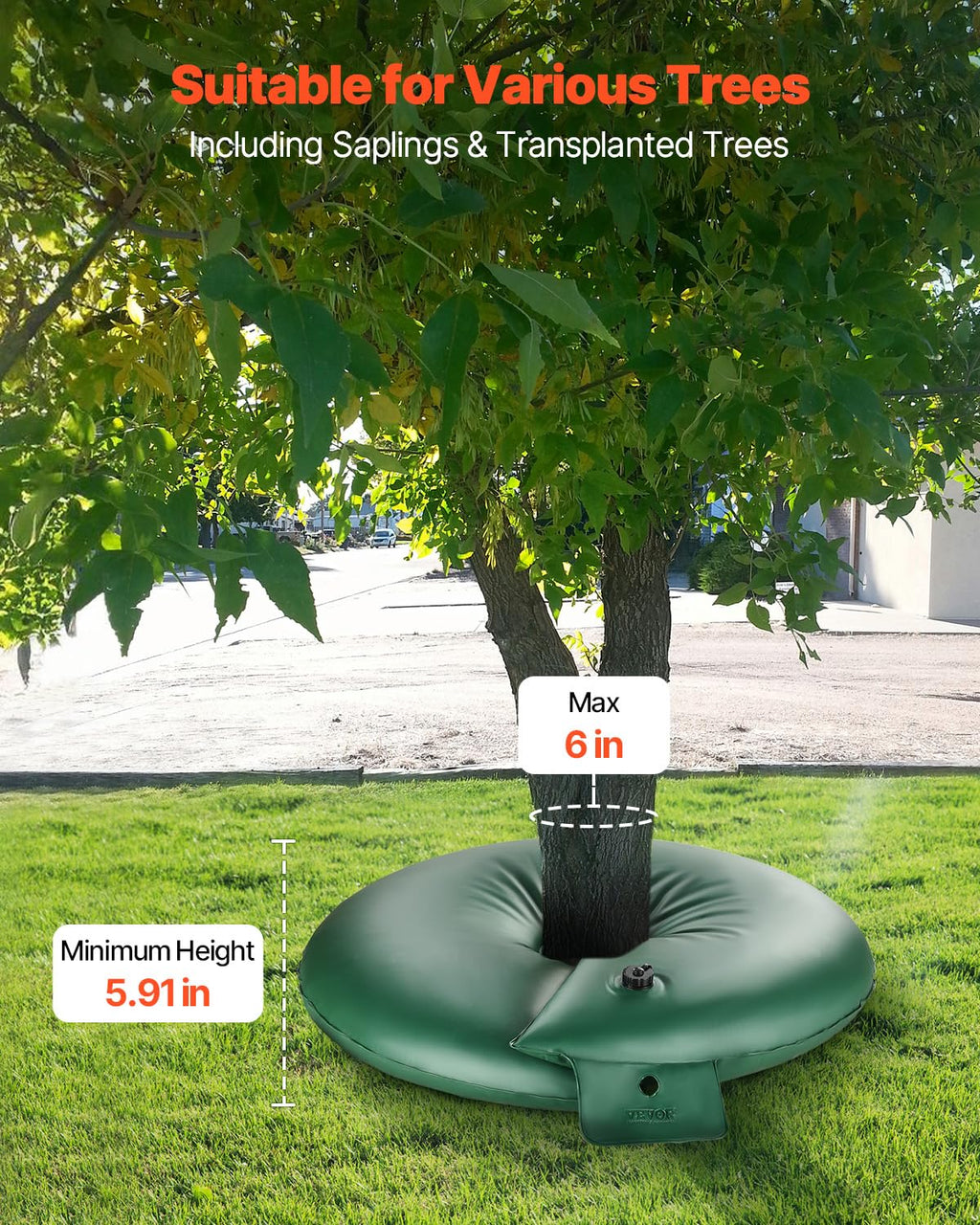 VEVOR Tree Watering Bag Slow Release, 4 Pack 20 Gallons Tree Watering Bags/Ring, Reusable Refillable Tree Irrigation Ring Water Bags, Heavy Duty