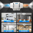 4 Inch Duct Fan 280 CFM Inline Ventilation Exhaust Fan