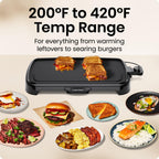 Chefman XL Electric Griddle with Removable Temperature Control, Immersible Flat Top Grill, Burger, Eggs, Pancake Griddle, Nonstick Extra Large