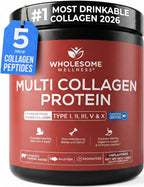 Wholesome Wellness Premium Multi Collagen Peptides Protein Powder for Women and Men, 5 Types of Hydrolyzed Collagen, Grass-Fed, Non-GMO & Unflavored