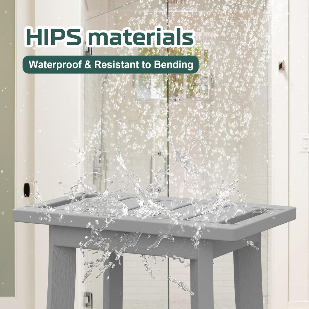 Waterproof HIPS Shower Bench for Inside Shower, Shower Stool, Grey