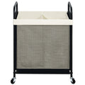 Laundry Hamper 2 Section, 100L Rolling Laundry Sorter Cart with Removable and Washable Liner Bag, Clothes Hamper with Wheels and Metal Handle for