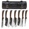 HOSHANHO Butcher Knife Set, Sharp Kitchen Knife Set & Roll Bag Gift for Men