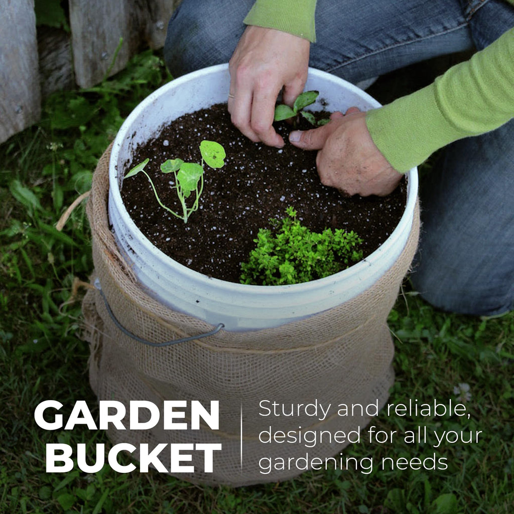 5-Gallon White Bucket Pail Container with Lid | Food Grade | Heavy-Duty Approx 90 MIL Extra Durable | Metal Handles with Plastic Grip | Multi-Use