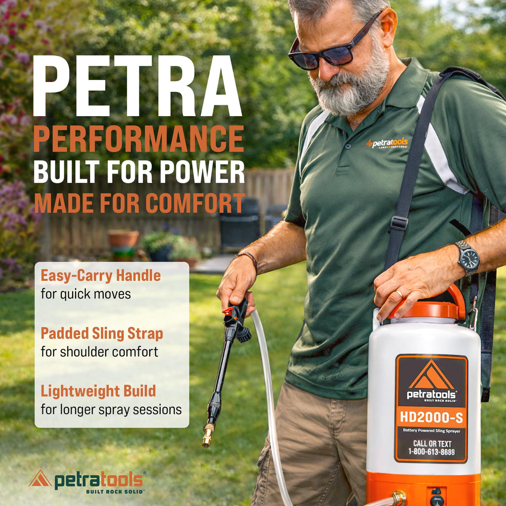 PetraTools HD2000-S 2 Gallon Battery Powered Garden Sprayer, 2 Hour Runtime